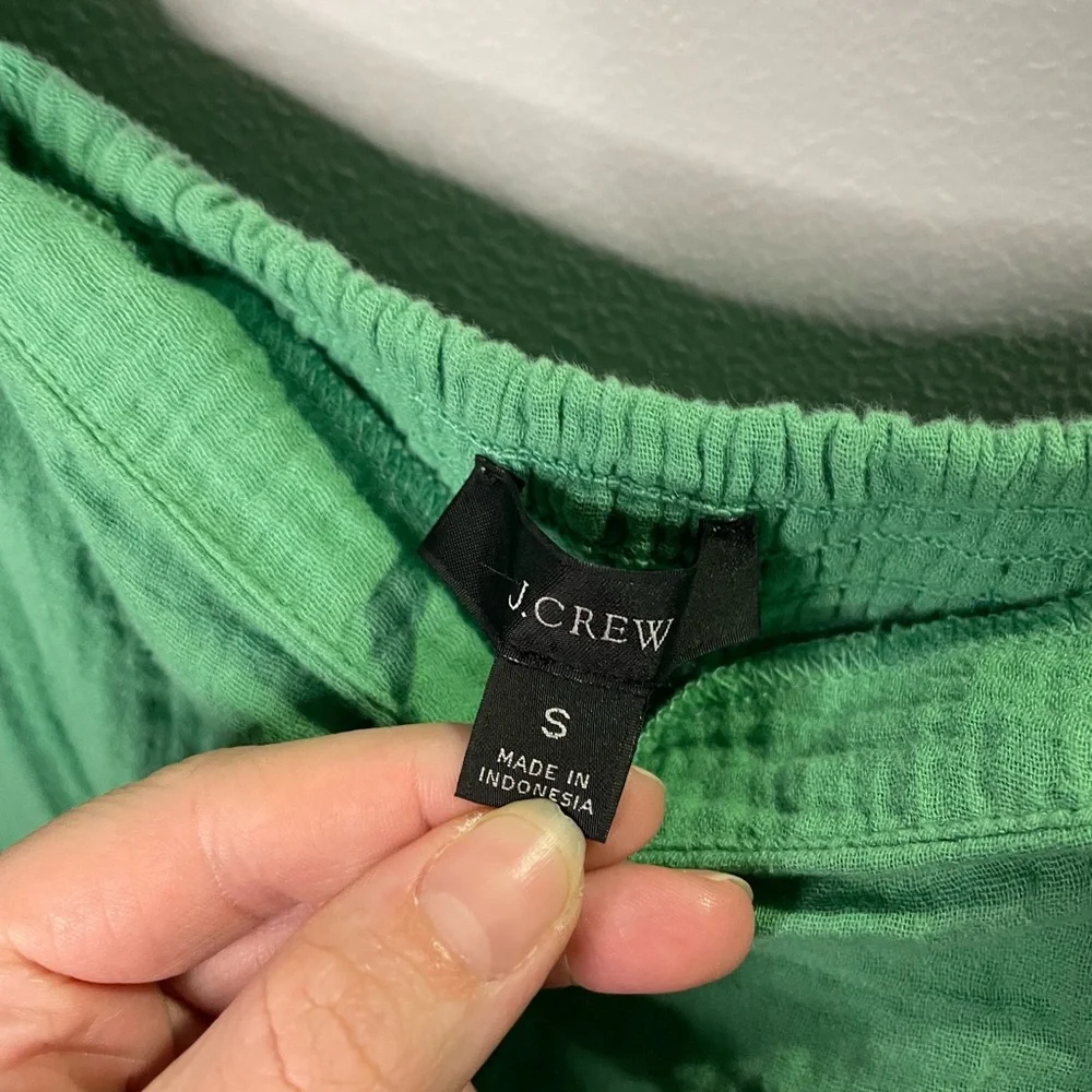 NWT J. Crew Green Squareneck Soft Gauze Dress Smocked Back Spring Summer
